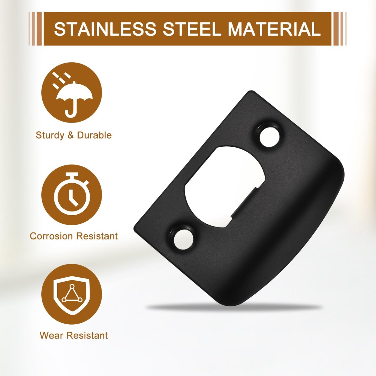 Door Strike Plate 57mm X 45mm Stainless Steel Latch Deadbolt Replacement Lock For Frame Jamb Reinforcement Black