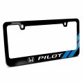 Ipick Image Made For Honda Pilot Blue Carbon Fiber Texture Stripe Black Metal License Plate Frame
