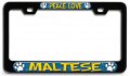 Peace Love Maltese Dogs Pets Bl 3d Metal License Plate Frame Auto Suv Truck Tag Holder G67 