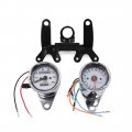 Universal Silver Tone Shell Motorcycle Tachometer Speedometer Odometer Gauge Set