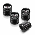 Ipick Image For Ford Mustang 5 0 In Black On Real Carbon Fiber Barrel Aluminum Tire Valve Stem Caps