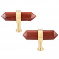 Rockcloud Pack Of 2 Crystal Point Stone Drawer Knobs With Screws Cabinet Knob Cupboard Pull Handle Home Decoration Red Jasper 