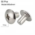 Uxcell Machine Screws M5x8mm Phillips Screw 304 Stainless Steel Fasteners Bolts 50pcs