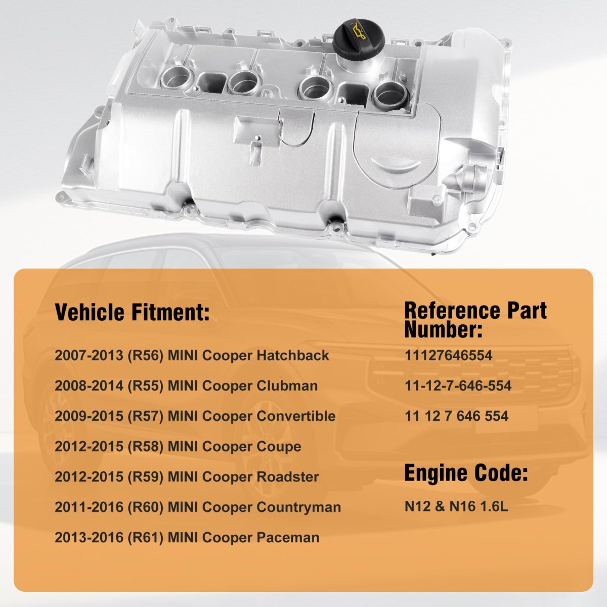 11127646554 Aluminum Valve Cover Cylinder Head Kit For Mini Cooper Non S N12 N16 Engine 1 6l Fits R55 R56 R60 R61 Paceman