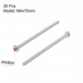 Uxcell M4x70mm Machine Screws Pan Phillips Cross Head Screw 304 Stainless Steel Fasteners Bolts 30pcs