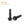Uxcell 8 X 3 4 Hex Washer Head Self Drilling Screws 30pcs 410 Stainless Steel Sheet Metal Tapping For Wood Black