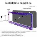 Sparkling Purple License Plate Frames 2 Packs Holes Glittering Themed Aluminum Car Accessories Cover Fits Standard U S Vehicles