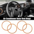 4 Pcs Air Conditioning Outer Vent Rings Ac Decoration Trim Covers For Toyota Tacoma 2016-2022 Orange