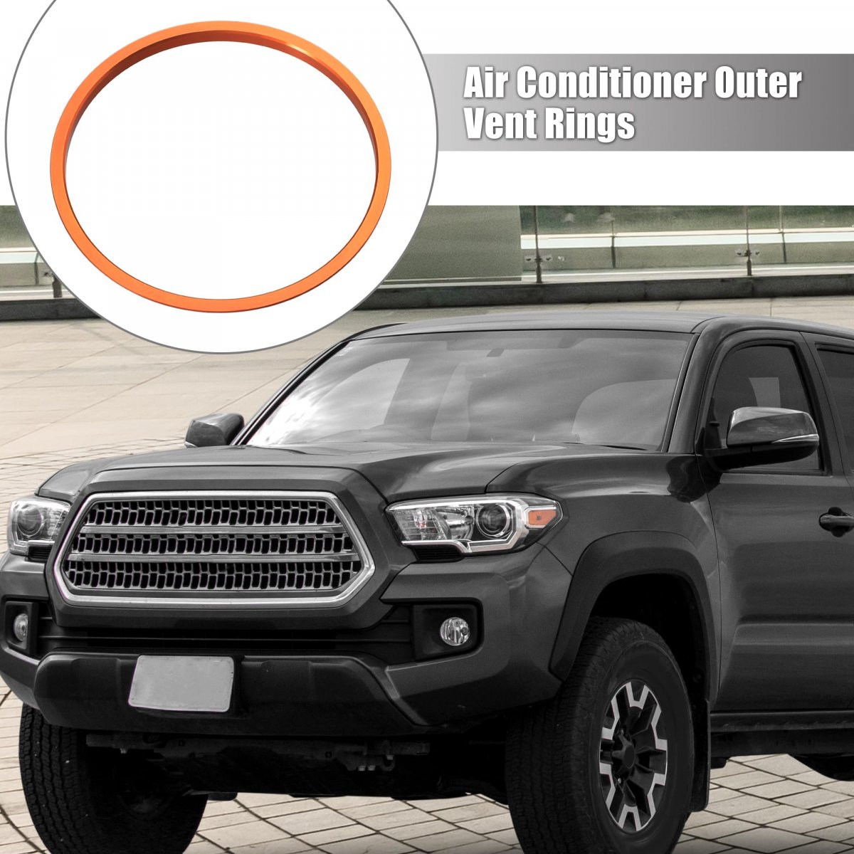 4 Pcs Air Conditioning Outer Vent Rings Ac Decoration Trim Covers For Toyota Tacoma 2016-2022 Orange
