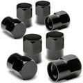 Hexagon Style Alloy Coated Polished Black Chrome Tire Valve Stem Caps Pack Of 8 