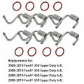 Waltyotur 8 Pcs Diesel Fuel Injector Lines Connecting Rods O-rings 8c3z-9229-a Replacement For Ford Super Duty F-250 F-350