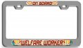 Welfare Worker On Board 3d Metal License Plate Frame Heavy Duty Steel Auto Suv Truck Tag Holder Universal Fit 12 In X 6 