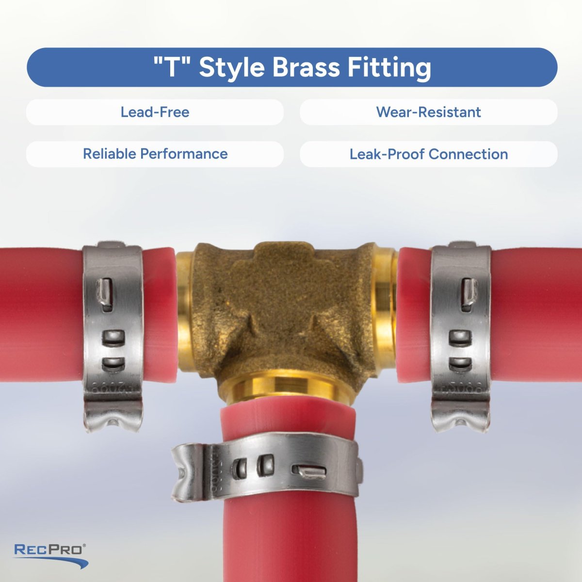 1 2 In Pex Tee Brass Fitting 3 Way Barb Connector Lead Free For Rv Camper And Marine Water Systems Rp-41151