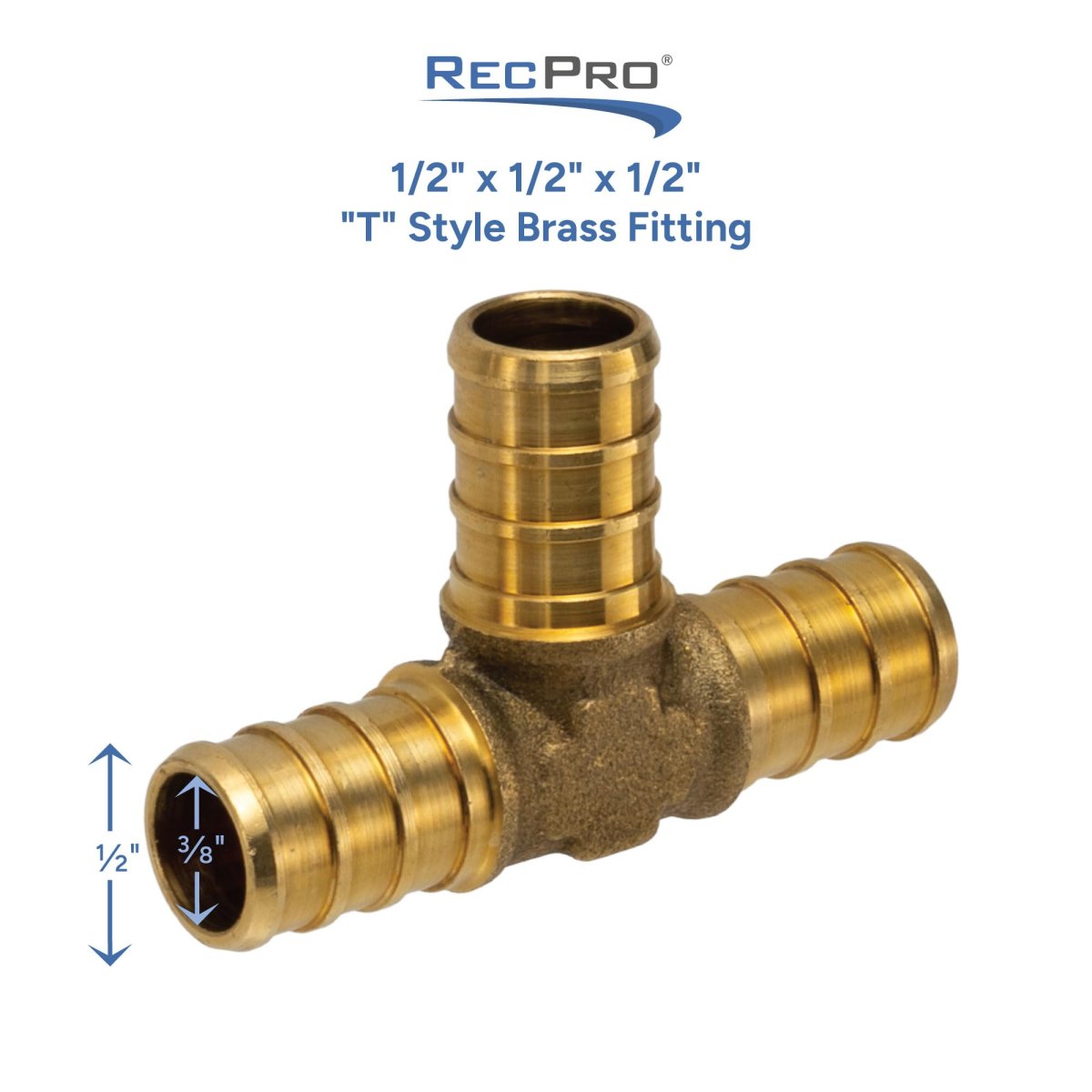 1 2 In Pex Tee Brass Fitting 3 Way Barb Connector Lead Free For Rv Camper And Marine Water Systems Rp-41151