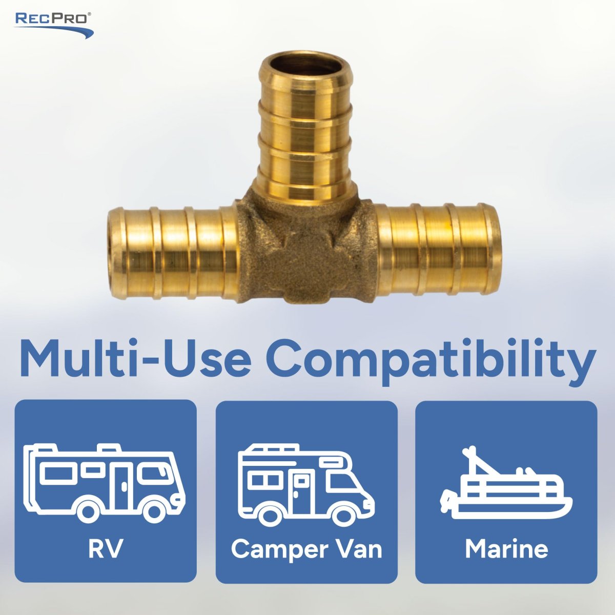 1 2 In Pex Tee Brass Fitting 3 Way Barb Connector Lead Free For Rv Camper And Marine Water Systems Rp-41151