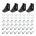 Uxcell 4set Inside Corner Bracket Gusset Kits 58x58x29mm 3060 Angle Connector For 3030 Series Aluminum Profile Black 16 X