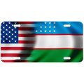 Aluminum License Plate Flag Of Uzbekistan Uzbek Waves Usa 