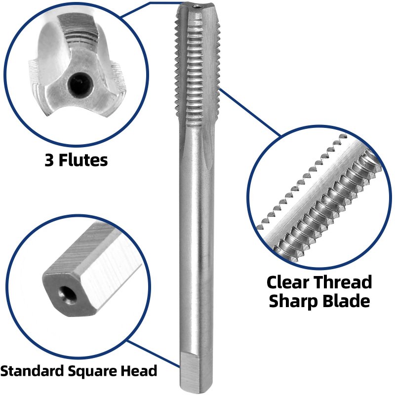 M8 X 1 Thread Tap Right Hand 2 Piece Set M2 High Speed Steel Straight Flute For Internal Threads In Metal Cast Iron And