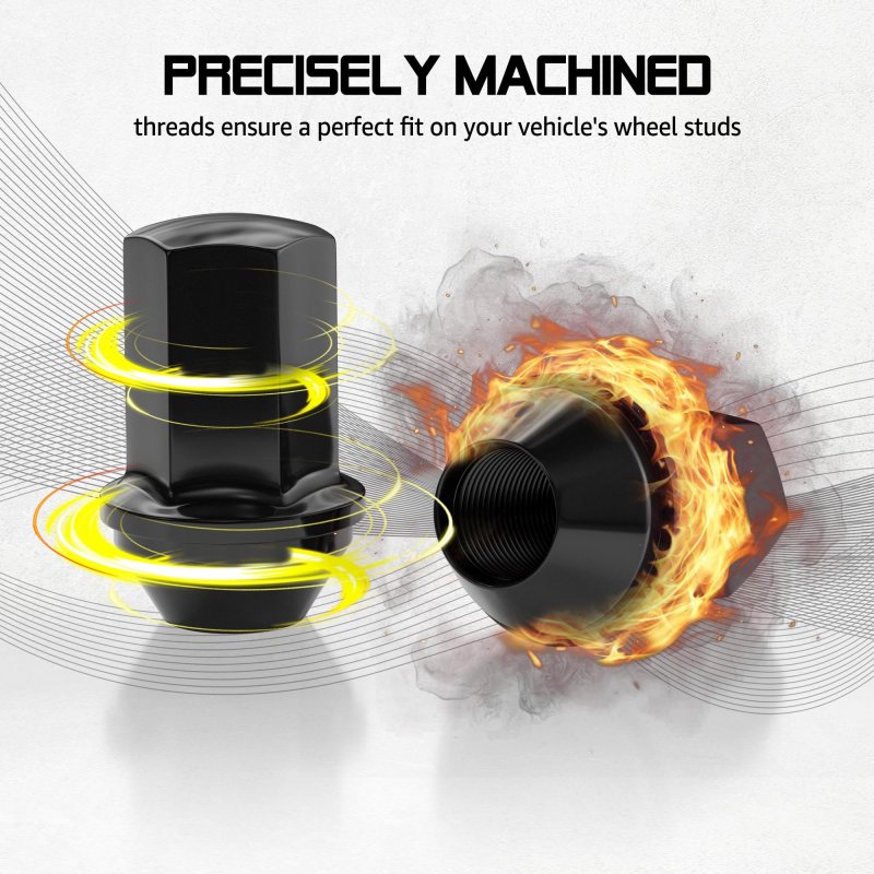 M14x1 5 Wheel Lug Nuts 24 Piece Black Acorn Seat 7 8 In Hex 60 Degrees Conical For Chevy Silverado Gmc Sierra 1500 Ford F 150