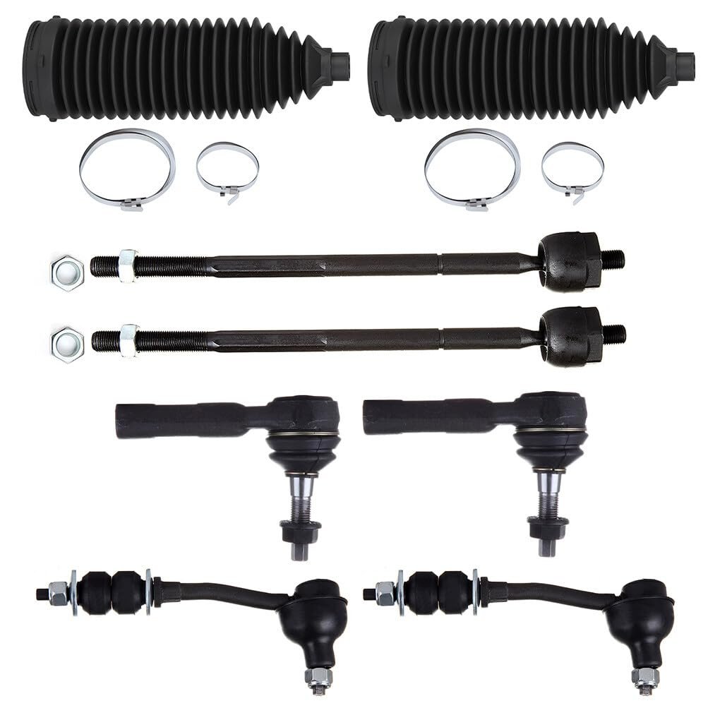 8-piece For 2000-2004 Dodge Dakota 2000-2003 Durango Front Outer Inner Tie Rod End Sway Bar Link Steering Rack Boot