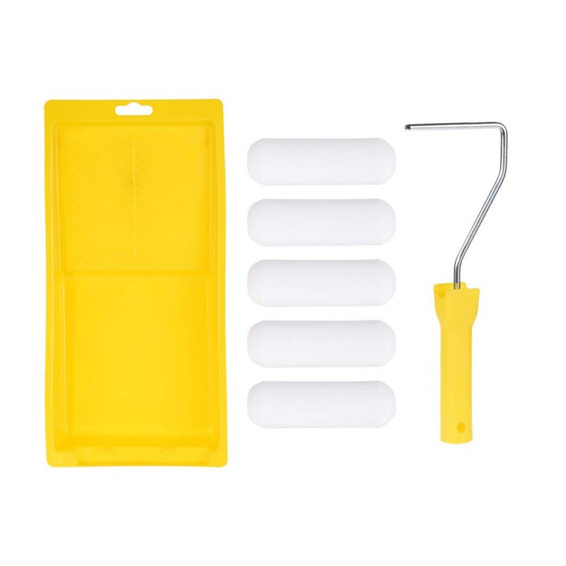 Paint Roller Kit 4 Inch 5xpaint Covers 1xpaint Frame Tray 8pcs