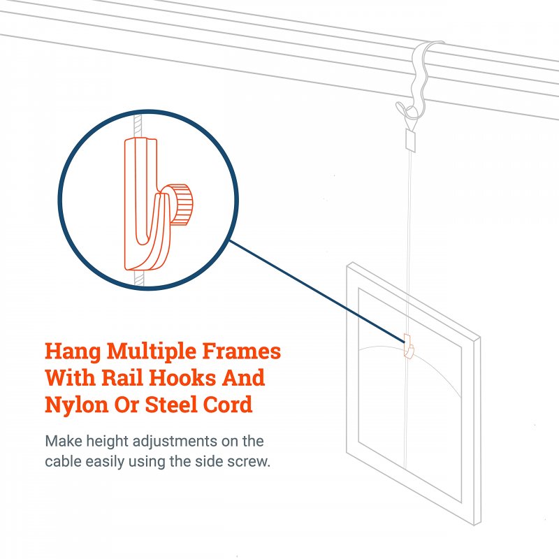 Adjustable Hooks For Gallery Picture Hanging System Fits Nylon Cords Or Steel Cables 10 Pack
