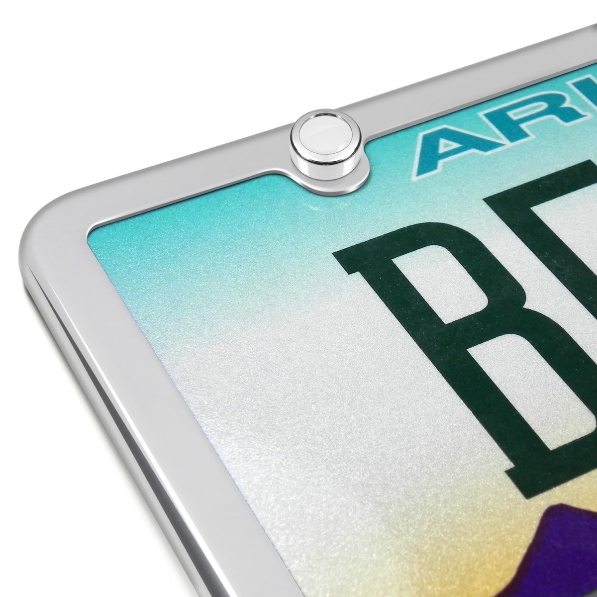 Chevrolet Corvette C7 Stingray Logo In White On Chrome Two Abs Plastic License Plate Frame Screw Cover Set Official Licensed