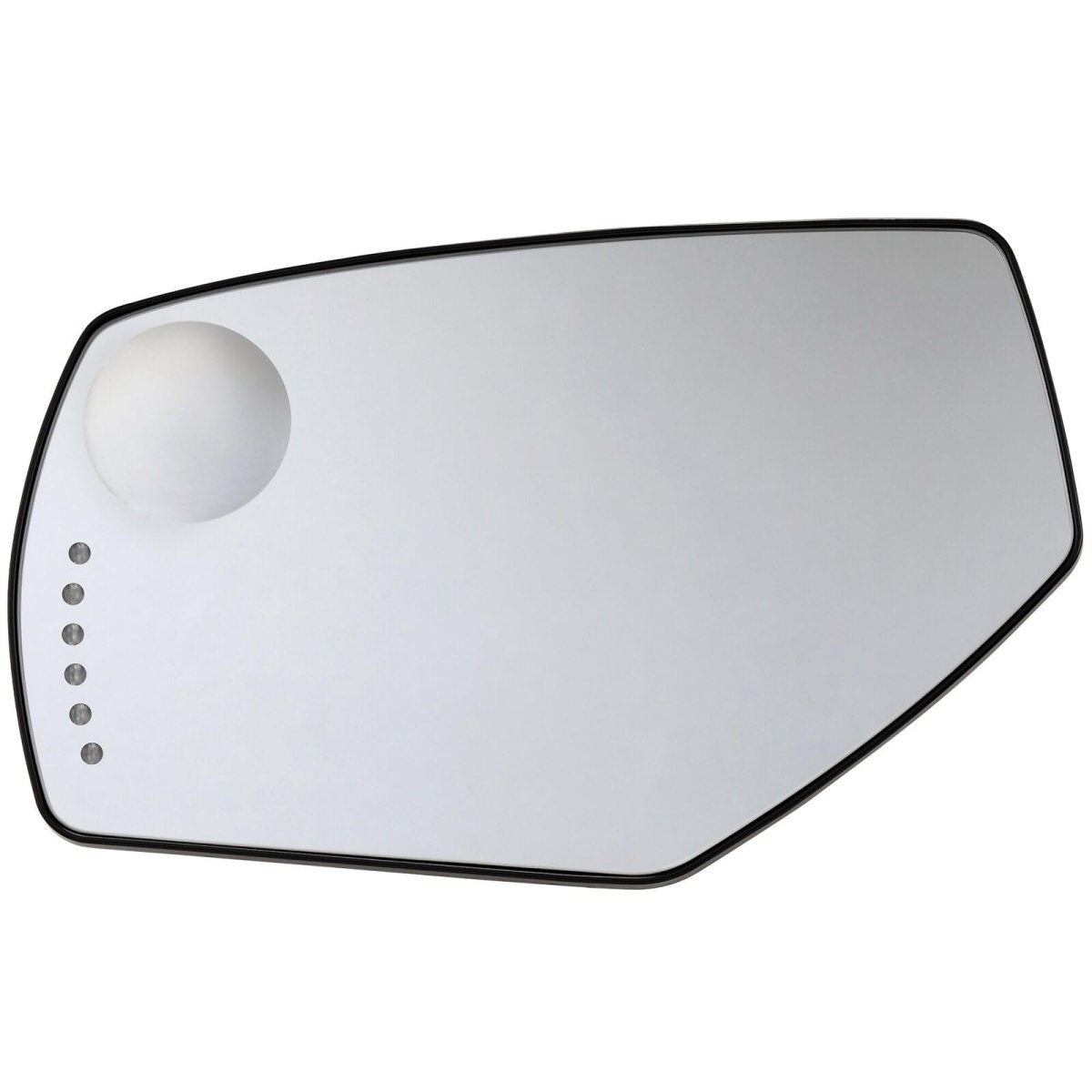 Left Side Mirror Glass For Chevy Silverado Sierra 1500 2500 Flat Heated With Arrow Signal And Blind Spot Chrome Finish Oe