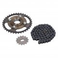 Oukens Sprocket Crankset Chain Set Metal Steel 420 14 Tooth H Hole 12x17mm 36 76 Link For Bike Motorcycles Modifications