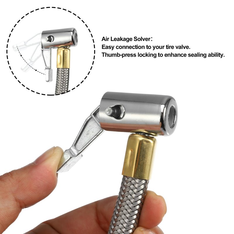 1 Pcs 31 5 Flexible Tire Inflator Hose Adapter M6 Thread Size Air Chuck With For Standard Valve Fine Without Release
