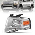Driver Side Headlight Assembly For 2007-2014 Ford Expedition Halogen Front Lamp With Bulb And Clear Lens Chrome Housing Mo-4568 