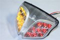 Httmt Mt200- Motorcycle Clear Led Tail Light Brake With Integrated Turn Signals Indicators Compatible Suzuk 2008-2013 Gsxr 600