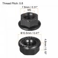 Uxcell M5 Serrated Flange Hex Lock Nuts Carbon Steel Black Oxide Finished 100pcs