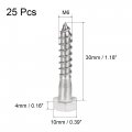 Uxcell Hex Lag Screws M6 X 30mm 304 Stainless Steel Half Thread Self-tapping Bolts For Wood Screw 25pcs