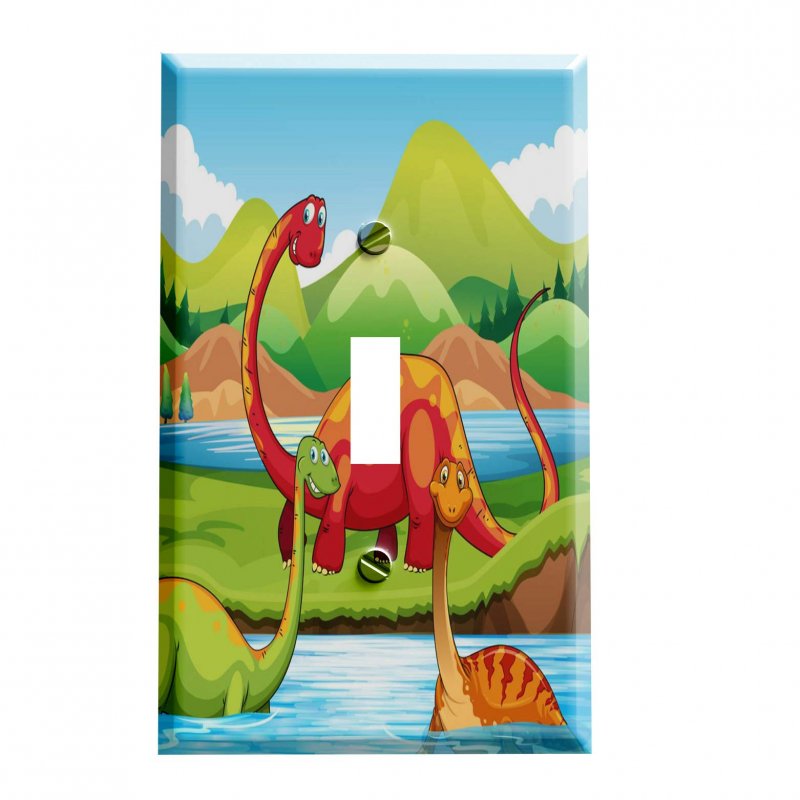 Happy Brontosaurus Dinosaur Switch Plate Cover
