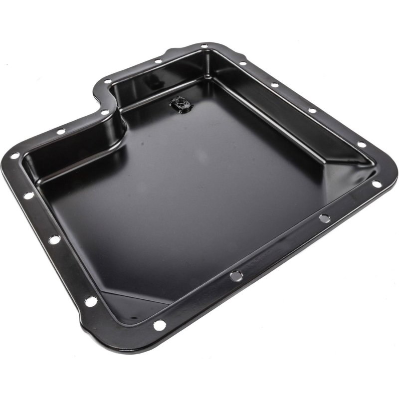 428011 Chrome Plated Stock Depth Transmission Pan For Ford With Cooling Fins And Magnetic Drain Plug Stainless Steel Hardware