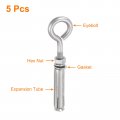 Uxcell 5pcs M8 304 Stainless Steel Expansion Eyebolt Closed Hook Bolt Screw Concrete For Wall Ceiling Masonry