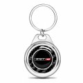 Ipick Image For Dodge Srt-8 Logo Real Black Carbon Fiber Roundel Metal Case Key Chain Keychain Official Licensed Chrome
