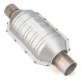 Universal High Flow Catalytic Converter 2 In Inlet And Outlet Front Cat Convertor With O2 Port Heat Shield Direct Fit 