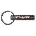 Jeep Trailhawk Real Carbon Fiber Tube Style Keychain Black Leather Strap With Full Color Logo 2 13 In X 0 5 Model E3