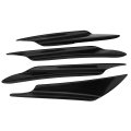 4pcs Universal Abs Carbon Fiber Body Front Bumper Splitter Fins Car Lip Spoiler Canards Trim Kit With Adhesive Tape Black