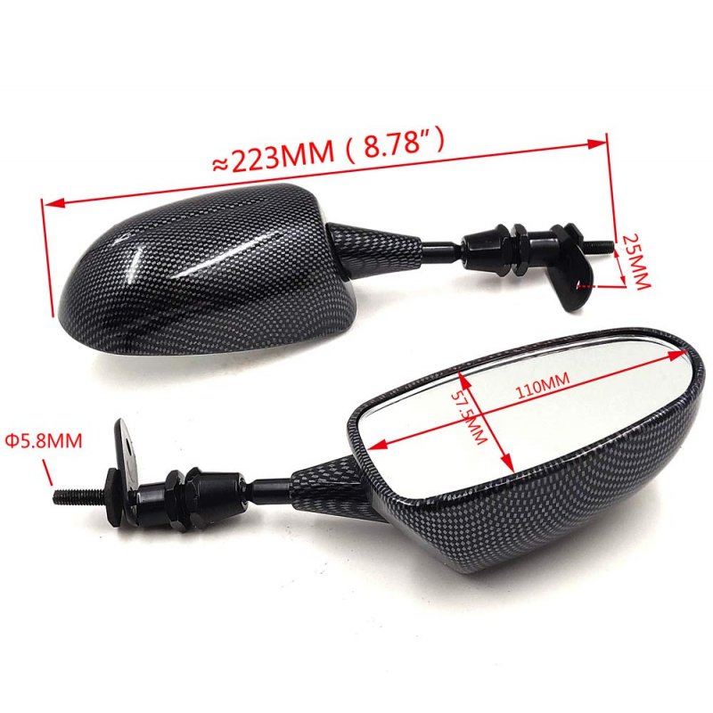 Carbon Fiber Racing Rearview Mirrors For Cbr Ninja Zx Gsxr Katana Hayabusa Yzf R1 Universal Fit 6mm Thread Left And Right Pair