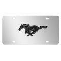 Ford Mustang 3d Black Pony Logo On Chrome Stainless Steel License Plate Official Licensed 