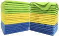 Careoutfit Premium Microfiber Cleaning Towels 16x16 In 36 Pack Blue Green Yellow Great For Home And Car Detailing 