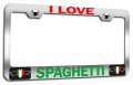 I Love Spaghetti Italian Italy Chrome Metal License Plate Frame Tag Holder K36 