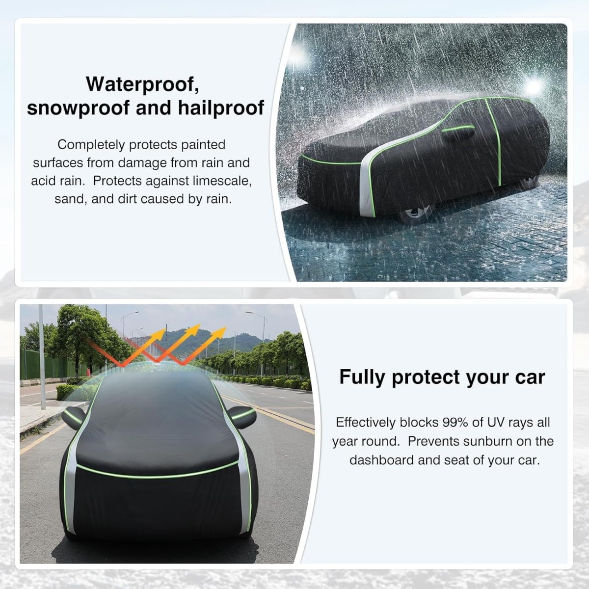 Waterproof Car Cover For Chevy Suburban 1973 2026 Outdoor Suv With Zipper And Reflective Safety Strips Black Polyester Oxford