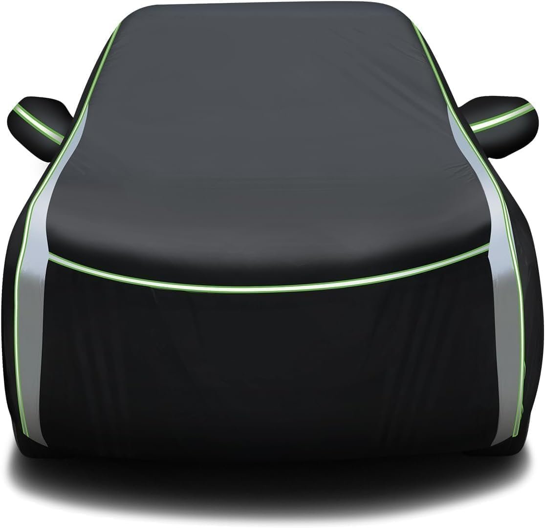 Waterproof Car Cover For Chevy Suburban 1973 2026 Outdoor Suv With Zipper And Reflective Safety Strips Black Polyester Oxford