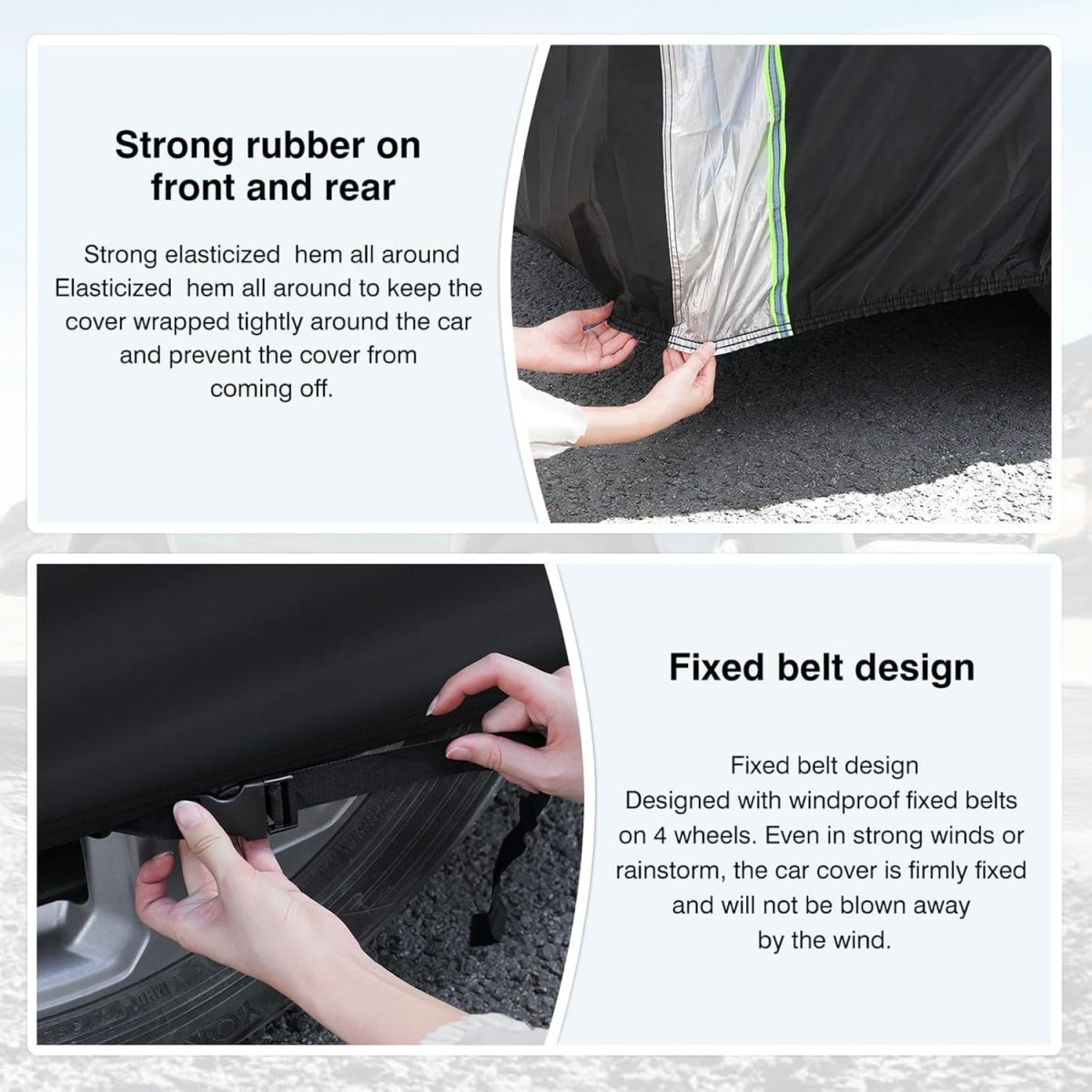 Waterproof Car Cover For Chevy Suburban 1973 2026 Outdoor Suv With Zipper And Reflective Safety Strips Black Polyester Oxford