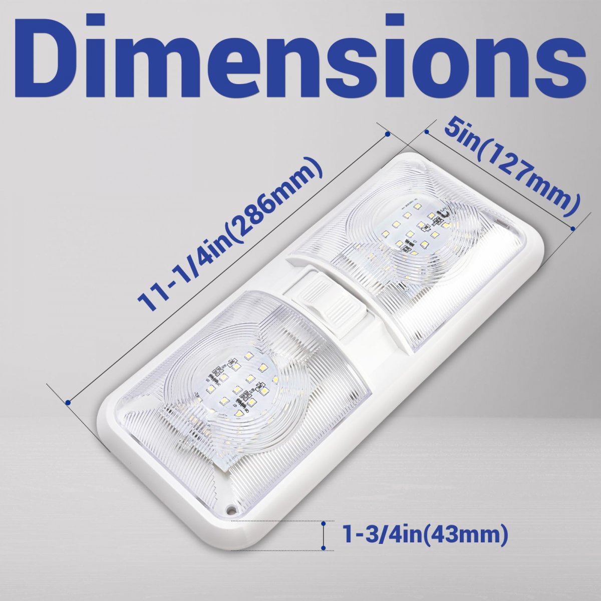 Hecasa 12v Led Double Dome Light For Car Rv Trailer Camper Boat Interior Ceiling Lighting Fixture With 3-way Switch 2pcs