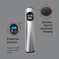 Usonline911 Portable Air Compressor Mini Tyre Inflator Electric Tire Pump For Car Bicycle Rechargeable With Led Light Sliver